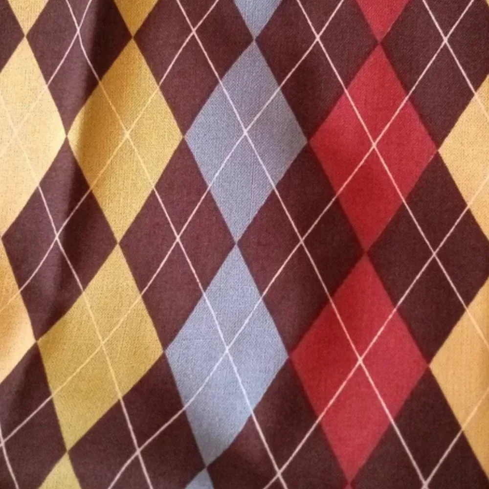 FABRIC #240 - Cotton - Argyle Multicolor Brown Print 18 x 45